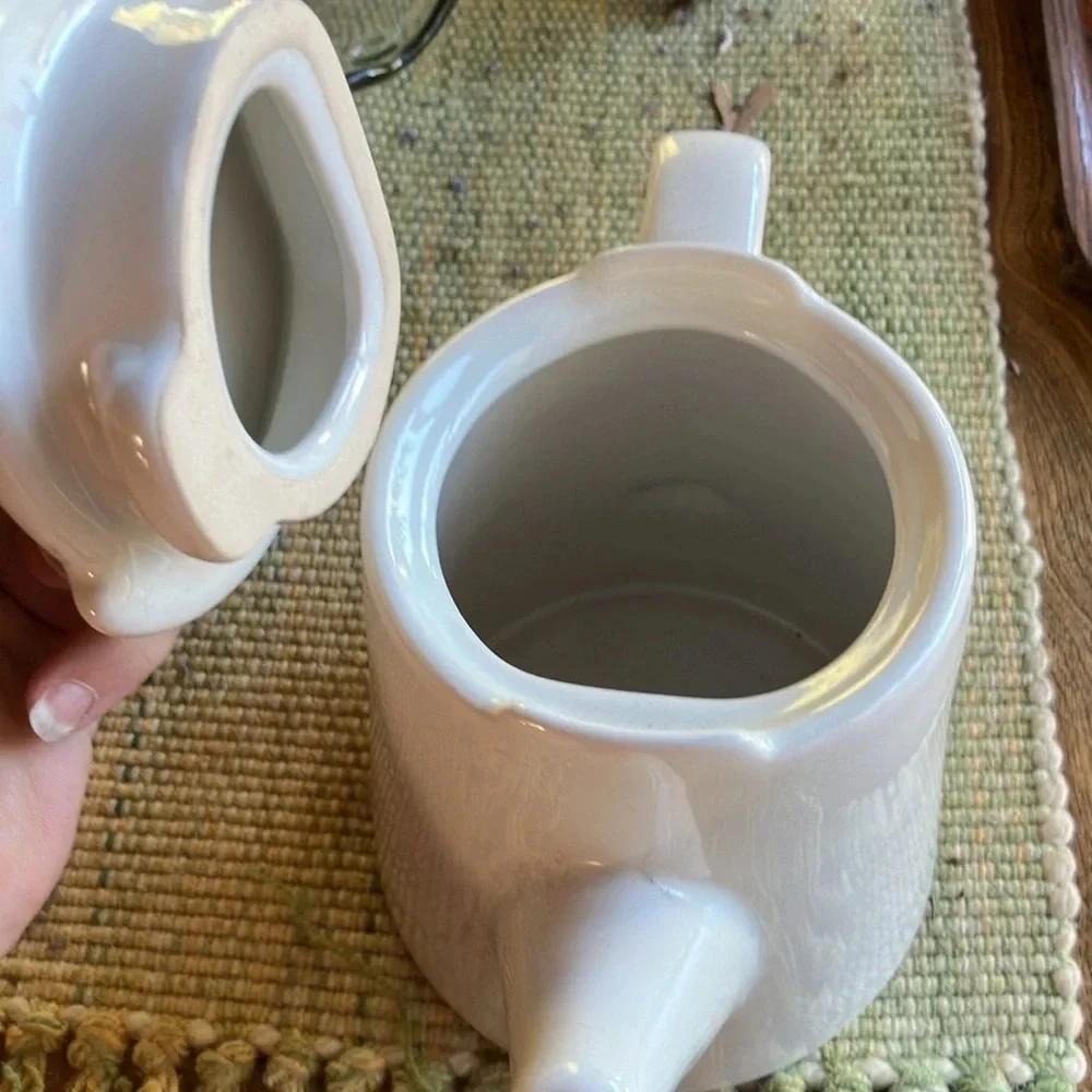 IKEA tea pot with wood knob white large coffee carafe or tea pot